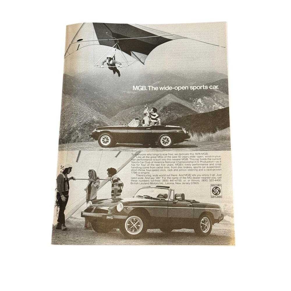1976 MGB Convertible‎ VTG Advertisement Wide Open Sports Car British Leyland MG